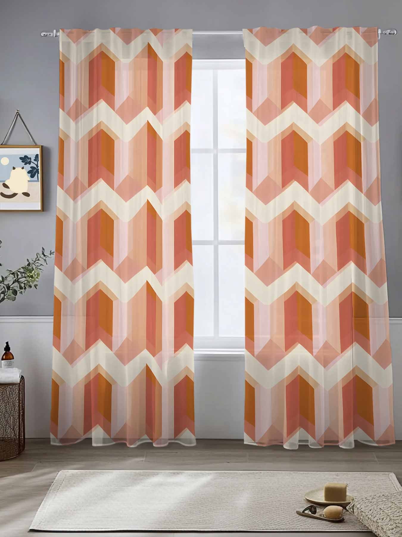 MIULEE Burnt Orange Linen Curtains 84 Inch Length For Bedroom Living