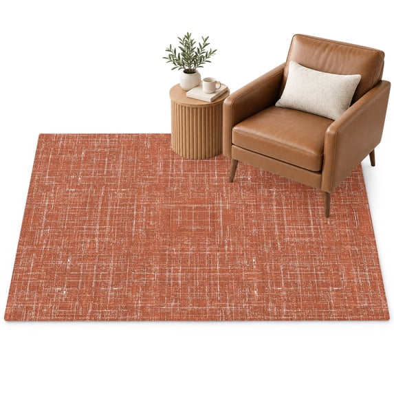 Burnt Orange Area Rug 3'x5', Abstract Modern Farmhouse Solid Color Soft ...