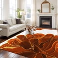 thumbnail image 1 of Burnt Orange Area Rug 5x8 FT, Non Slip Bedroom Throw Carpet, Sparkle Gold Stained Floral Flower Art Washable Soft Floor Carpet Non-Shedding Rug for Living Room Nursery Dorm Office, 1 of 9