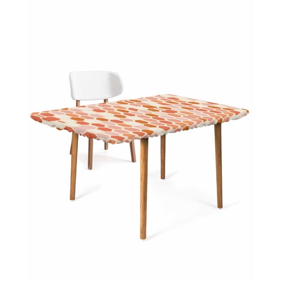 Burnt Orange Argyle Rectangle Tablecloth, Waterproof Elastic Fitted Table Covers for 3 Foot Tables, 24x36inch Decorative Tablecloths for Picnic, Camping, Indoor, Outdoor, Modern Geometric Abstract