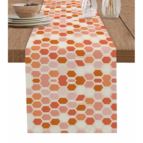 Burnt Orange Argyle Table Runner 36 Inches, Modern Geometric Abstract Bed Runner Dresser Scarves Tabletop for Indoor Outdoor Parties/Ceremony/Banquet, 13"x 36"