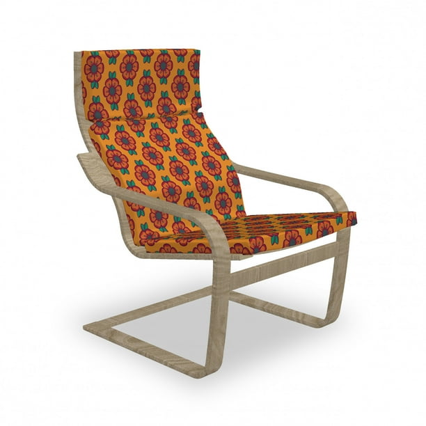 Burnt Orange Armchair Pad and Slipcover Abstract Flourishing Nature Pattern with Blooming Petals and Foliage Leaves 1 Piece Soft Cushion Replacement