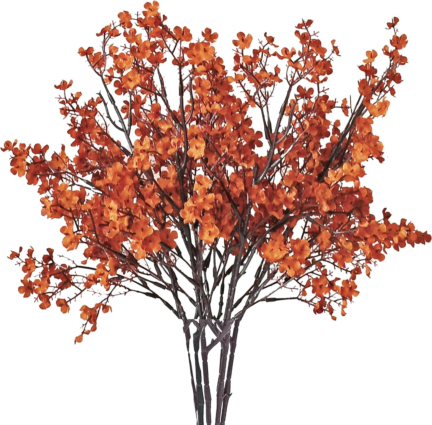 Burnt Orange Artificial Flowers Silk Fall Flowers Babys Breath Gypsophila 18.7" for Home Kitchen Decor