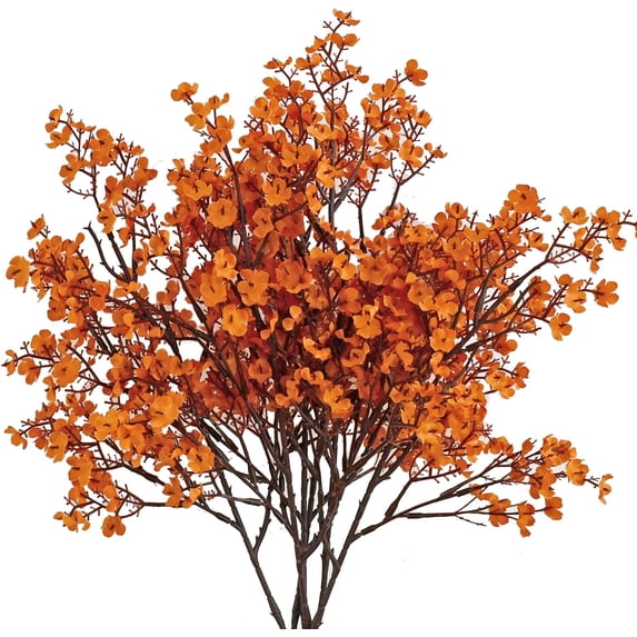 Burnt Orange Artificial Flowers Silk Fall Flowers Babys Breath Gypsophila 18.7" for Home Kitchen Decor