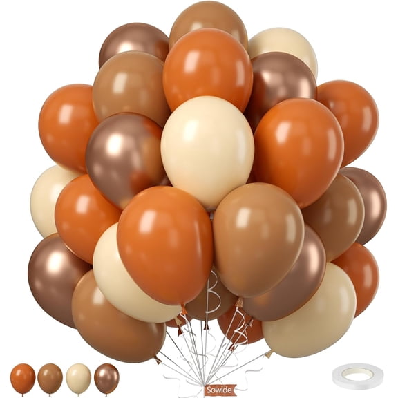 Burnt Orange Balloons, 50Pcs 12 Inches Nude Brown Metallic Champagne Fall Color Balloons for Autumn Fall Birthday Baby Shower Boho Wedding Bridal Shower Engagement Thanksgiving Party Decorations