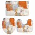 thumbnail image 1 of Burnt Orange Bath Mat 3 Piece Bathroom Rug Set, Modern Geometric Grey Oil Painting Abstract Non Slip Bath Rug Contour Mat and Toilet Lid Cover, Absorbent Shower Mats Soft Bath Rugs and Mats Sets, 1 of 8