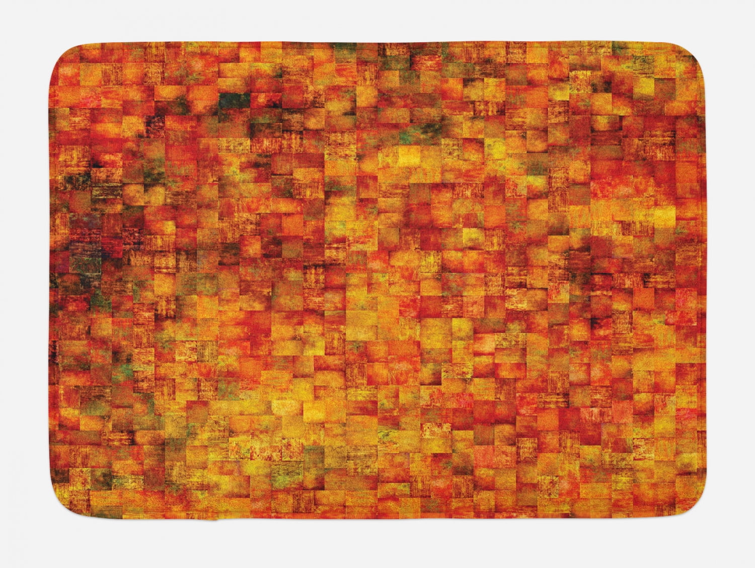 Burnt Orange Mosaic Non-Slip Plush Bath Mat