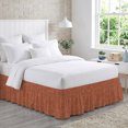 thumbnail image 1 of Burnt Orange Bed Skirt Queen Size 16 Inch Drop, Abstract Modern Farmhouse Solid Color Adjustable Elastic Dust Ruffles Bedskirt for Queen Bed Wrap Around Pleated Mattress Frame Cover, 1 of 9