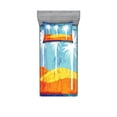 thumbnail image 1 of Burnt Orange Bedding Set with Sheet & Covers, Contemporary Motley Stained Distressed Tropic Beach with Palms Graphic, Printed Bedroom Decor 2 Shams, 4 Sizes, Orange Blue White, by Ambesonne, 1 of 3