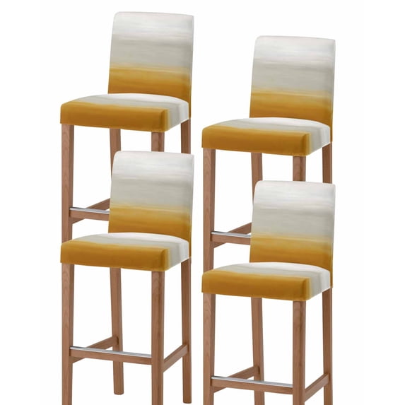 Burnt Orange Beige Ombre Bar Stool Covers Set of 4, Modern Abstract Art Texture Stretch Washable Bar Chair Covers with Backs, Removable Pub Counter Height Chair Cover for Kitchen Dining Room Cafe
