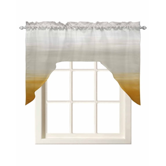 Burnt Orange Beige Ombre Swag Valances for Windows, Small Curtains Drapes, Modern Abstract Art Texture Kitchen Window Curtains Over Sink Window Treatment Valance for Bedroom/Bathroom 56"x36"
