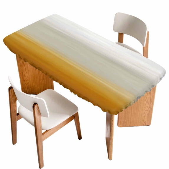 Burnt Orange Beige Ombre Table Cloths for 5 Foot Rectangle Tables, Modern Abstract Art Texture Patio Waterproof Elastic Fitted Tablecloths, Washable Rectangular Table Cover for Camping