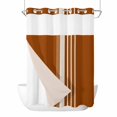 thumbnail image 1 of Burnt Orange Beige Striped No Hook Shower Curtain Waterproof,Bathroom Curtains with Snap in Liners and See Through Top Window,Modern Farmhouse Retro Lines Hotel Bathtub Curtains Shower 60"Wx72"L, 1 of 8