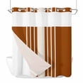 thumbnail image 1 of Burnt Orange Beige Striped No Hook Shower Curtain Waterproof,Bathroom Curtains with Snap in Liners and See Through Top Window,Modern Farmhouse Retro Lines Hotel Bathtub Curtains Shower 66"Wx72"L, 1 of 8
