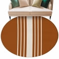 thumbnail image 1 of Burnt Orange Beige Striped Round Area Rug 5ft Washable Large Round Rug for Living Room, Soft Circle Rugs for Dining Room, Modern Farmhouse Retro Lines Floor Carpet for Bedroom Entryway Office, 1 of 9