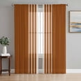 thumbnail image 1 of Burnt Orange Beige Striped Semi Sheer Curtains 84 Inch Length 2 Panels Set, Modern Farmhouse Retro Lines Sheer Kitchen Curtain Privacy Voile Window Curtain for Living Room Bedroom Rod Pocket Drapes, 1 of 7