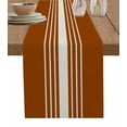 thumbnail image 1 of Burnt Orange Beige Striped Table Runners 90 Inches Long, Cotton Linen Fabric Table Runner Dresser Scarf, Farmhouse Retro Lines Modern Tablerunner for Party/Kitchen/Dinner/Wedding Decor 13''x90'', 1 of 7
