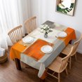 thumbnail image 1 of Burnt Orange Beige Table Cloth Waterproof Tablecloths, Abstract Modern Oil Painting Geometric Tablecloth Dining Table Cover for Kitchen Party Tabletop Outdoor, Rectangle Tablecloth 60x102 Inch, 1 of 9