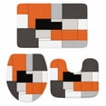 thumbnail image 1 of Burnt Orange Black Bath Mat 3 Piece Bathroom Rug Set, Modern Abstract Geometric Non Slip Bath Rug Contour Mat and Toilet Lid Cover, Absorbent Shower Mats Soft Bath Rugs and Mats Sets, 1 of 8