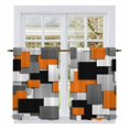 thumbnail image 1 of Burnt Orange Black Geometric Kitchen Curtains 45 Inch Length, Modern Abstract Block Tiers Curtains for Bathroom Bedroom Cafe, Light Filtering Small Window Treatment Short Drapes 2 Panels 42"Wx45"L, 1 of 8
