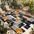 thumbnail image 1 of Burnt Orange Black Geometric Outdoor Rug for Patio/Deck/Porch, Non-Slip Large Area Rug 4 x 6 Ft, Modern Color Block Abstract Indoor Outdoor Rugs Washable Area Rugs, Camping Rug Carpet Runner, 1 of 8