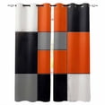thumbnail image 1 of Burnt Orange Black Gray Kitchen Curtains Contemporary Geometric Plaid Cafe Short Curtains for Bathroom Blackout Window Curtain Grommet Small Window Treatment Drapes for Bedroom Living Room 42"x45"x2, 1 of 9