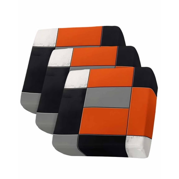 Burnt Orange Black Gray Sofa Couch Cushion Covers Washable, Removable Stretchable Sectional Couch Covers, Contemporary Geometric Plaid Slipcovers for L & T Shape Sofa Furniture Protector S Size 3 pcs