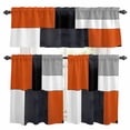 thumbnail image 1 of Burnt Orange Black Grey Kitchen Curtains Sets for Windows 24 Inch Length, Geometric Modernism Color Block Rod Pocket Window Treatments Tier Curtains and Valances Set for Bedroom/Bathroom, 1 of 8