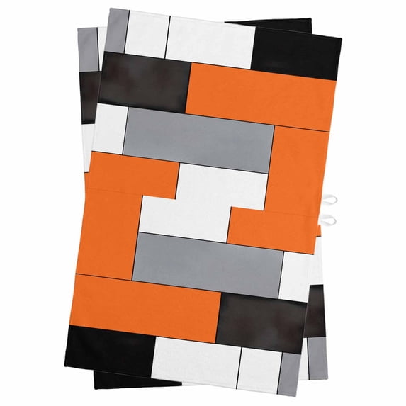 Burnt Orange Black Grey Kitchen Towels Set of 2, Water Absorbent Dish Towel, Modern Irregular Geometric Abstract Decorative Hand Towels - Quick Drying Cloth for Cooking Baking, 18x28 Inch