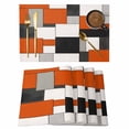 thumbnail image 1 of Burnt Orange Black Grey Placemats Set of 4 Modern Geometric Abstract Place Mats Indoor Wipeable Table Mats Washable Cloth Dining Table Placemats for Kitchen Holiday Party Home Decor 13x19 Inch, 1 of 9