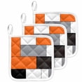 thumbnail image 1 of Burnt Orange Black Grey Pot Holders for Kitchen Heatproof Potholder, 3 Pack Modern Irregular Geometric Abstract Hot Pads Multipurpose Oven Pads Cloth Potholders Trivet for Cooking Baking, 1 of 8