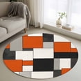 thumbnail image 1 of Burnt Orange Black Grey Round Rug 4ft Washable Circle Entryway Rugs Non Slip Modern Geometric Abstract Area Rug Indoor Floor Carpet for Bedroom Kitchen Living Room Home Office Dining Room Nursery, 1 of 8