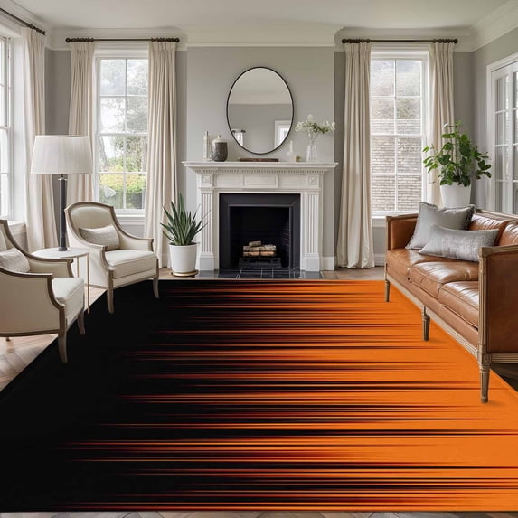 Burnt Orange Black Ombre Area Rug 5x7 Washable Rug Non Slip Modern Abstract Striped Gradient Large Area Rug Soft Stainresistant Indoor Floor Carpet for Living Room Bedroom Home Office Dining Room