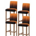 thumbnail image 1 of Burnt Orange Black Ombre Bar Stool Covers Set of 4, Modern Abstract Striped Gradient Stretch Bar Chair Covers with Backs, Removable Pub Counter Height Chair Cover for Kitchen Dining Room Cafe, 1 of 7
