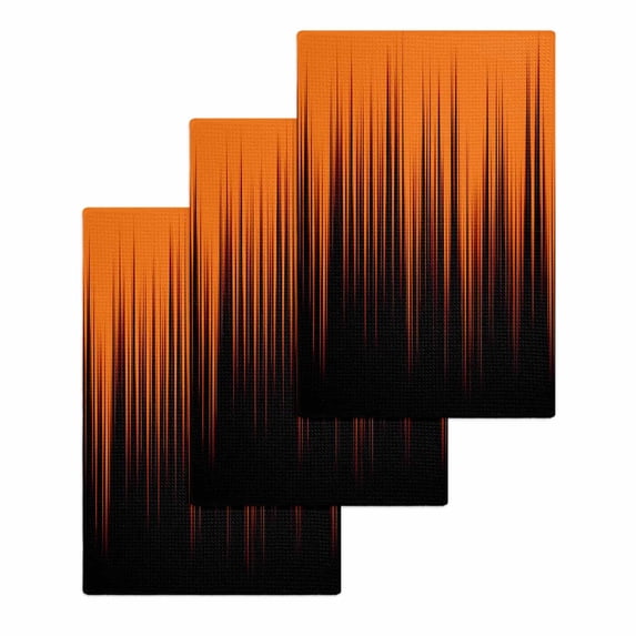 Burnt Orange Black Ombre Kitchen Dish Towels for Drying Dishes Set of 3, Modern Abstract Striped Gradient Waffle Weave Microfiber Hand Tea Bathroom Towels Quick Dry & Absorbent Towel 15.7x23.6
