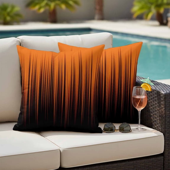 Burnt Orange Black Ombre Outdoor Pillow Covers 16x16 Inch Throw Pillow Covers Set of 2 Waterproof Decorative Pillow Cases Modern Abstract Striped Gradient Cushion Covers for Patio Furniture Garden