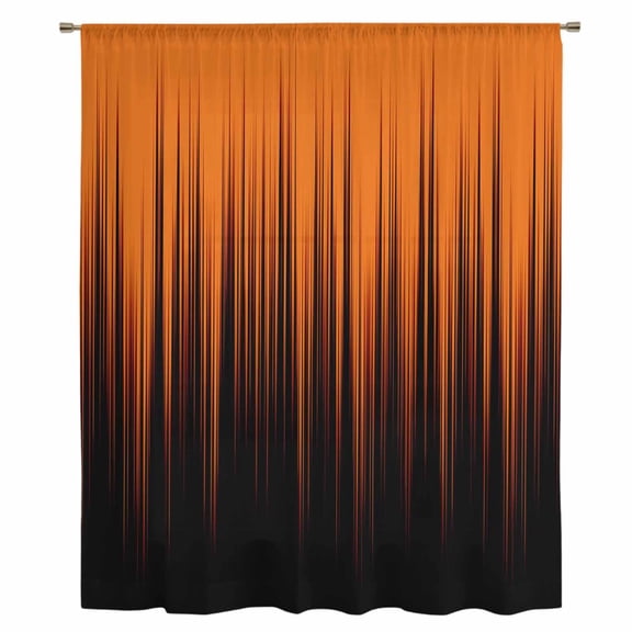 Burnt Orange Black Ombre Sheer Curtains 72 Inches Long, Modern Abstract Striped Gradient Light Filering Curtains, Breathable Simi Curtain Privacy Drapes for Living Room Bedroom Window Treatment