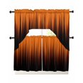 thumbnail image 1 of Burnt Orange Black Ombre Swag Kitchen Curtains Sets for Windows 24 Inch Length, Modern Abstract Striped Gradient Short Window Curtain Panels Swags Valances and Tiers 3 Piece Set for Cafe/Dining Room, 1 of 5