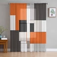 thumbnail image 1 of Burnt Orange Black Sheer Curtains 108 Inch Length 2 Panels Set for Living Room/Bedroom, Modern Abstract Geometric Semi Curtain Sheers Drapes Rod Pocket Curtains Window Treatment Set 52''x108''x2, 1 of 7