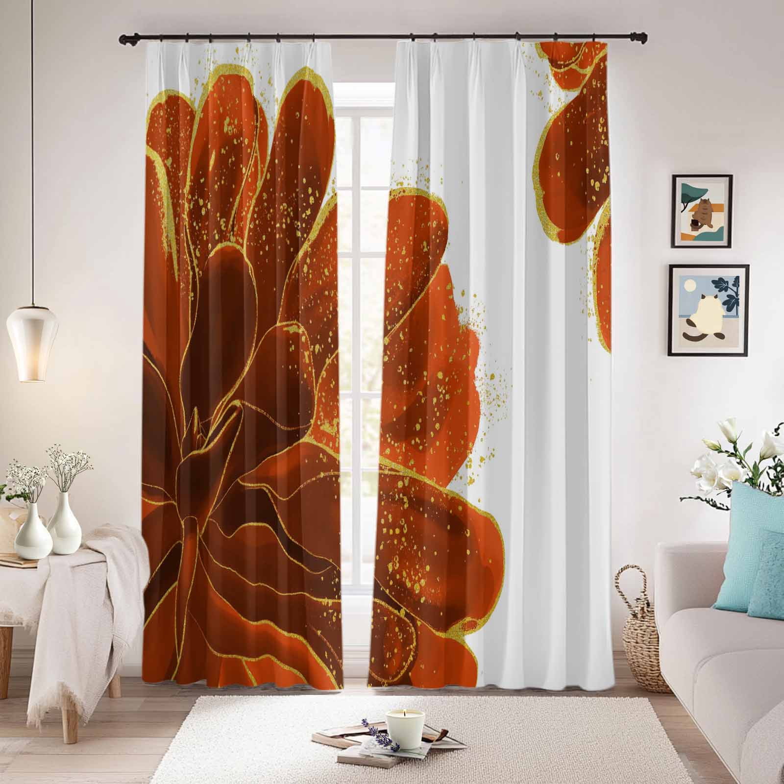 Burnt Orange Blackout Curtains for Bedroom/Living Room, Pinch Pleated ...