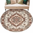 thumbnail image 1 of Burnt Orange Boho Large Area Rugs for Bedroom Living Room, Soft Non Slip Carpet Bedside Rug, Modern Ethnic Geometric Southwestern Round Floor Cover Kitchen Accent Rug 8' for Dining Room/Office, 1 of 9