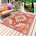 thumbnail image 1 of Burnt Orange Boho Outdoor Rug 6x9 Ft, Non Slip Washable Area Rug, Ethnic Geometric Southwest Patio Rugs Carpet Runner, Large Floor Mat for Indoor/Outdoor Deck Porch Camping, 1 of 8