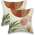 thumbnail image 1 of Burnt Orange Boho Pillow Covers 20x20 Inch 2 Pcs Mid Century Modern Abstract Summer Outdoor Decor Throw Pillows Tropical Leaf Farmhouse Decoration Pillowcase Linen Cushion Cover for Couch Sofa, 1 of 6