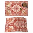 thumbnail image 1 of Burnt Orange Boho Placemats Set of 12 Ethnic Geometric Southwest Place Mats Indoor Wipeable Table Mats Washable Cloth Dining Table Placemats for Kitchen Holiday Party Home Decor 13x19 Inch, 1 of 9
