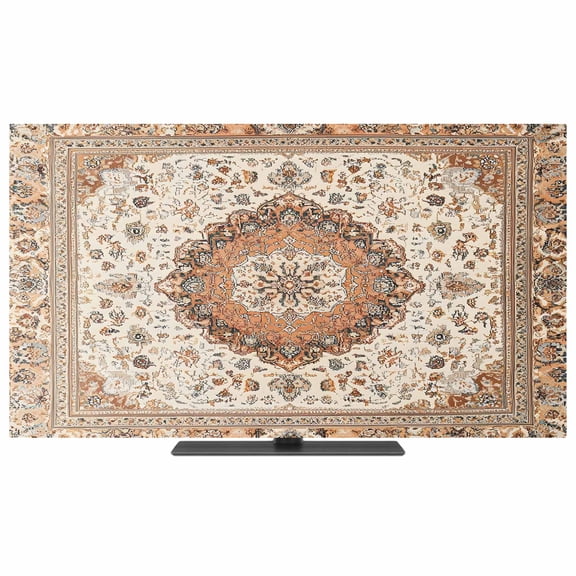 Burnt Orange Boho TV Dust Cover,Stretchable TV Screen Desktop Computer Protector Cover,Vintage Ethnic Geometric Southwestern Television Dustproof Slipcover for 28–32 Inch Flat or Curved TVs