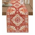 thumbnail image 1 of Burnt Orange Boho Table Runner Cotton Linen 60 Inch Holiday Dresser Scarves, Ethnic Geometric Southwest Tablerunner for Kitchen Coffee Dining Bedroom Home Living Room Dinner Scarf Décor 13''x60'', 1 of 9