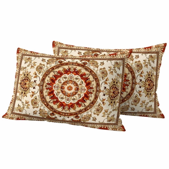 Burnt Orange Boho Waterproof Outdoor Pillow Covers 20''x12'' Set of 2 ...