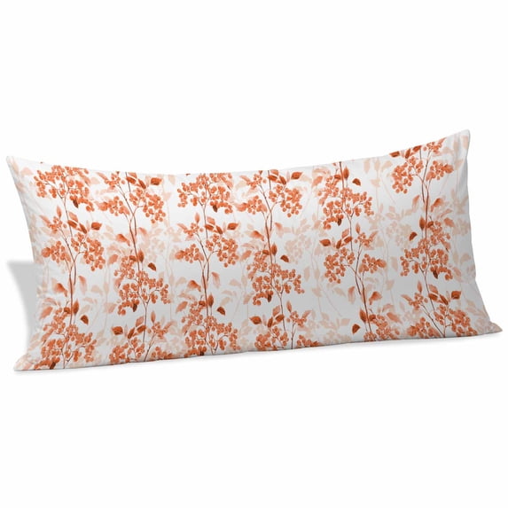 Burnt Orange Botanical Body Pillow Covers 20"x54", Vintage Nature Flower Soft Brushed Microfiber Breathable Throw Pillow Covers, Decorative Pillowcase with Zipper for Couch Sofa Bedroom Living Room
