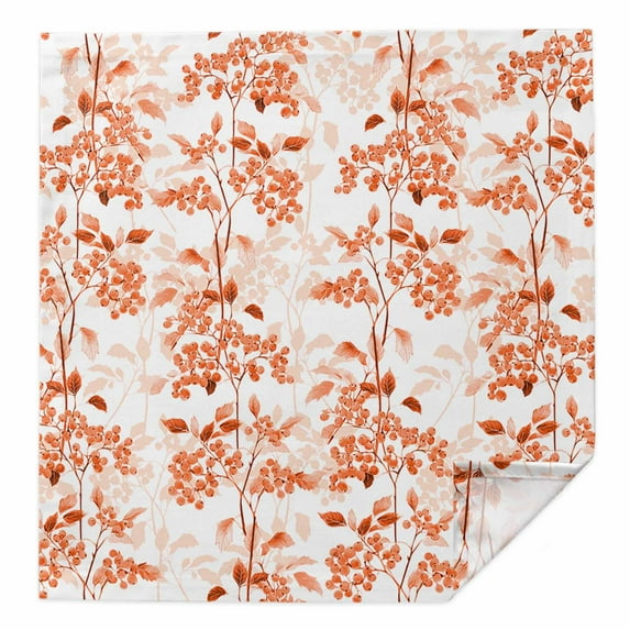 Burnt Orange Botanical Cloth Napkins Washable Set of 1, Vintage Nature Flower Reusable Dinner Table Napkins Cloth Bulk for Weddings Kitchen Restaurants Hotel Events Parties 20 x 20 Inch