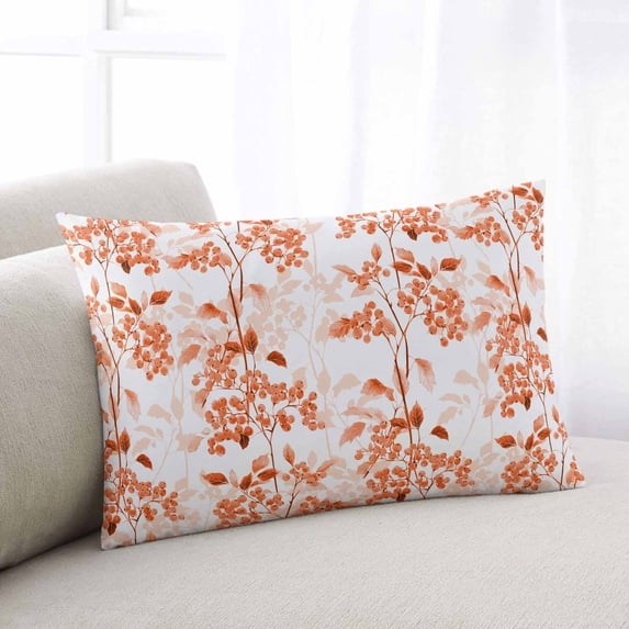 Burnt Orange Botanical King Size Pillow Cover, Pillowcase Protectors with Zipper, Breathable Decorative Throw Pillow Case Cover, Vintage Nature Flower Pillow Shams for Couch Sofa 20x36Inch